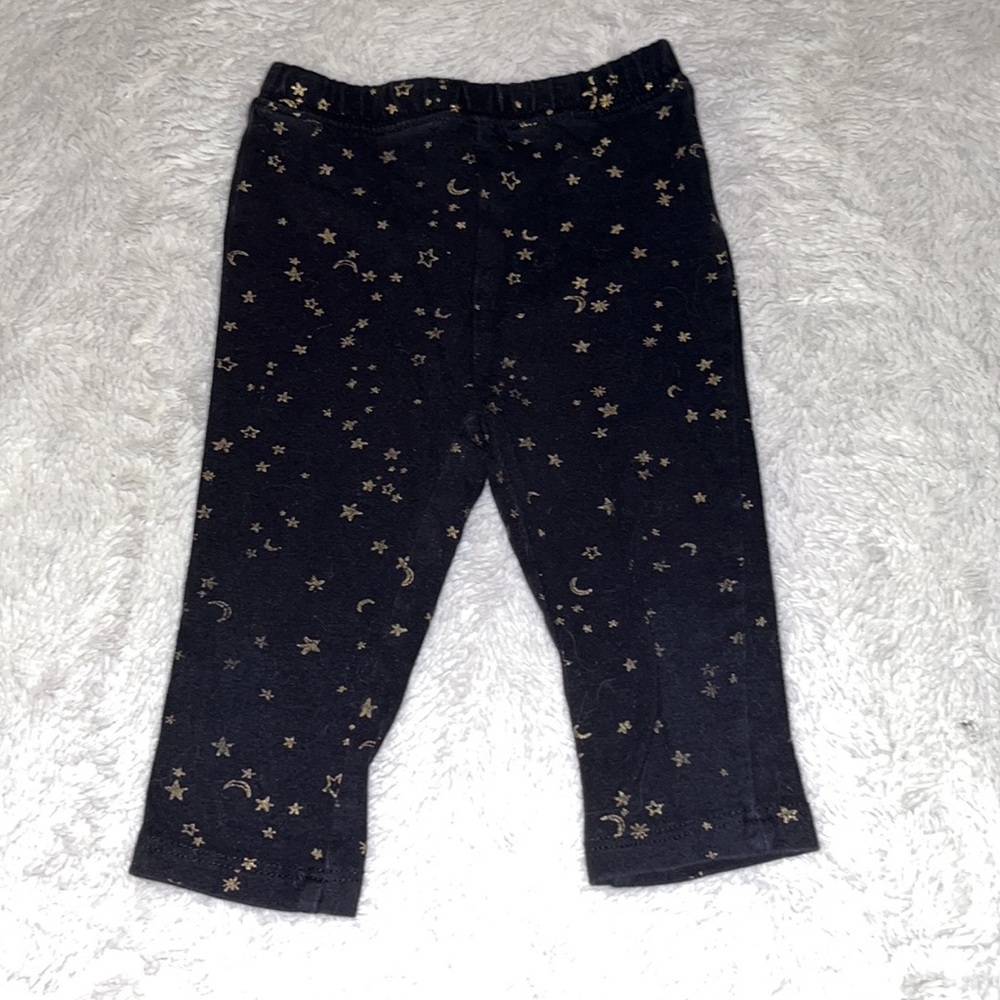 (3 for $10) old navy 6-12 month black star leggings baby girl clothing
